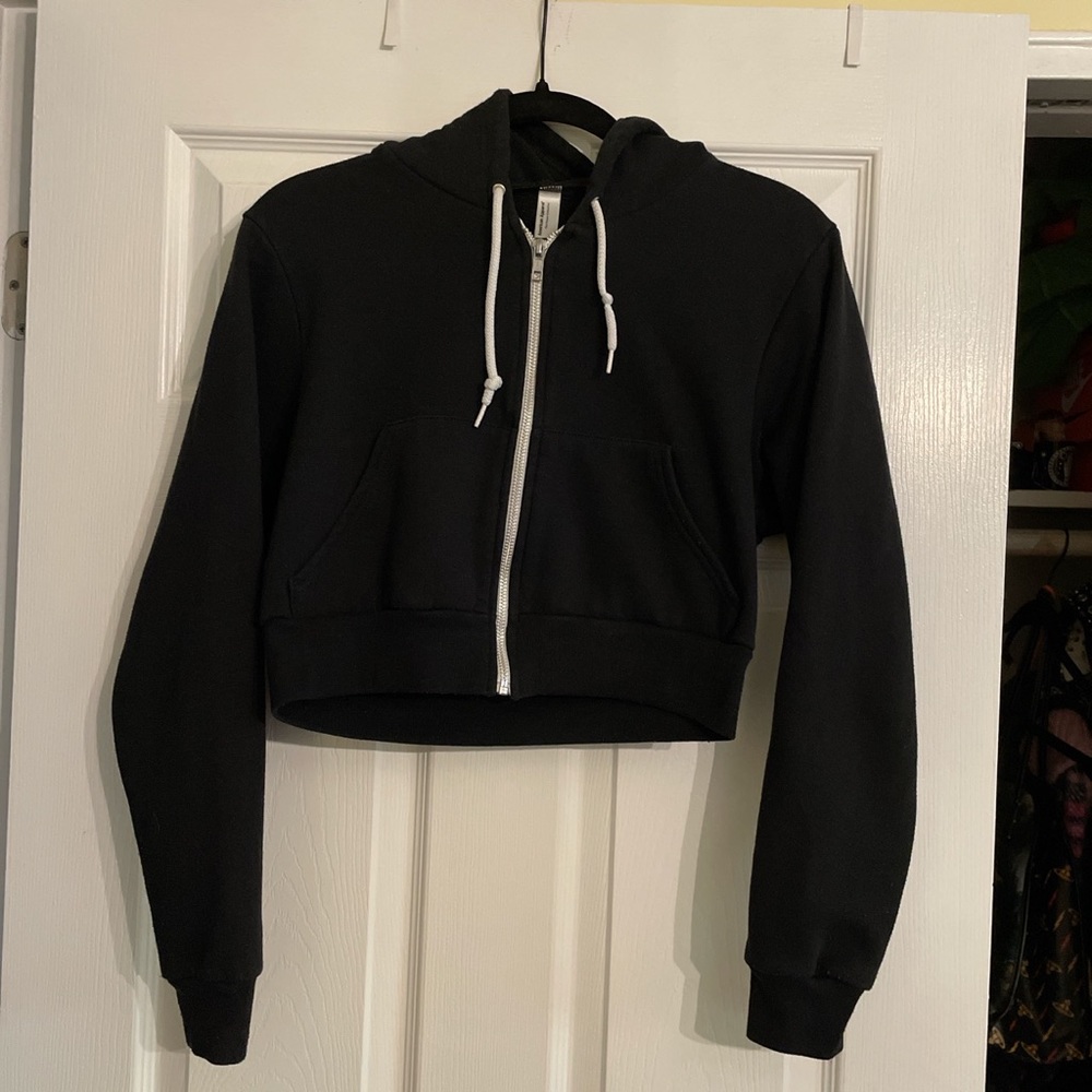 American Apparel Black Cropped Hoodie